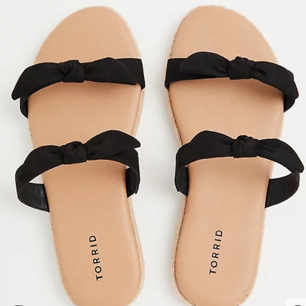 NEW Torrid Faux Suede Dual Bow Strap Slides